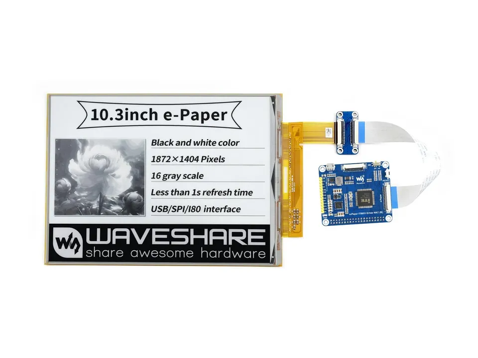 waveshare-10-3-zoll-e-paper-hat-1872-1404-flexibel-f-r-raspberry-pi-stm32 image 1