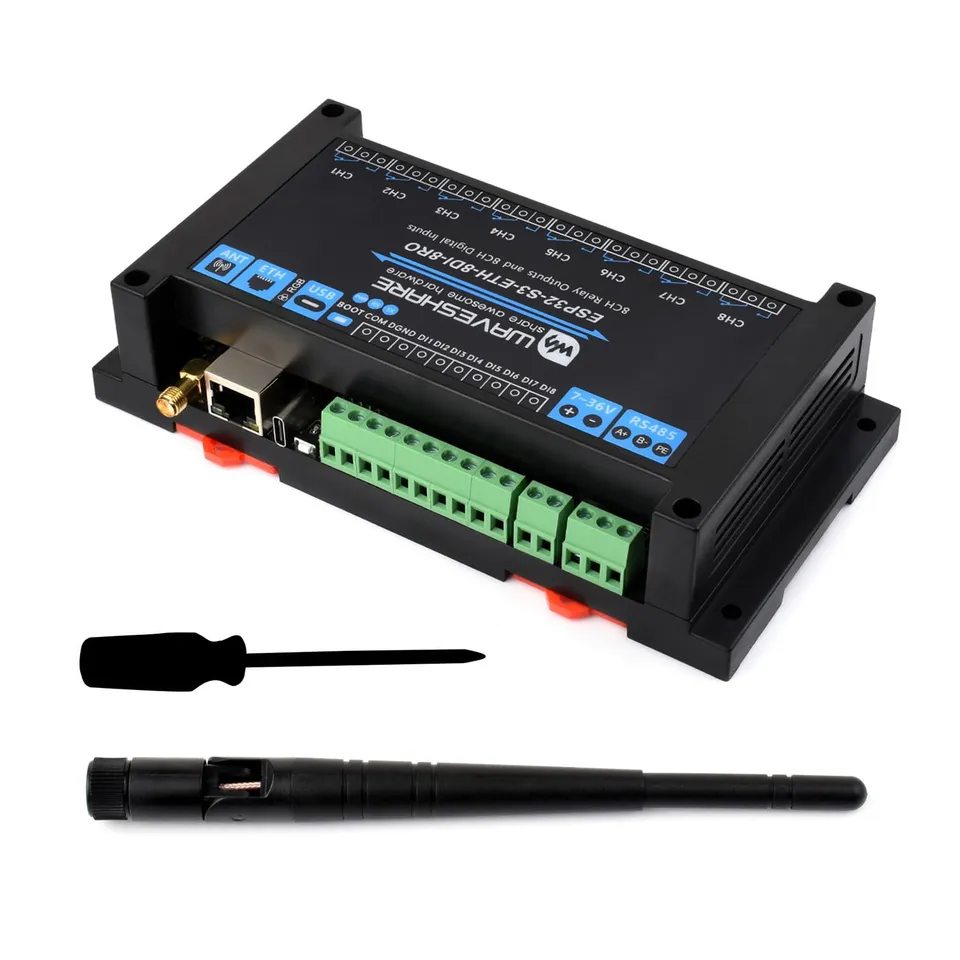 waveshare-esp32-s3-eth-8di-8ro-8-kanal-relaismodul-mit-lan-und-rs485 image 1