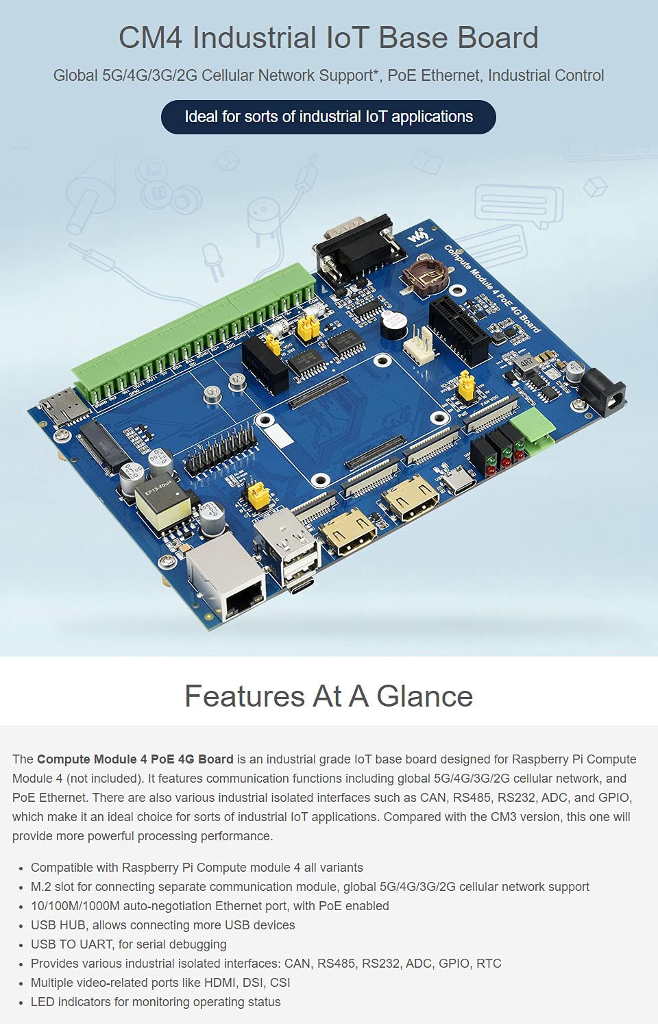 waveshare-compute-module-4-industrial-iot-base-board-f-r-raspberry-pi-cm4-5g-4g- image 3