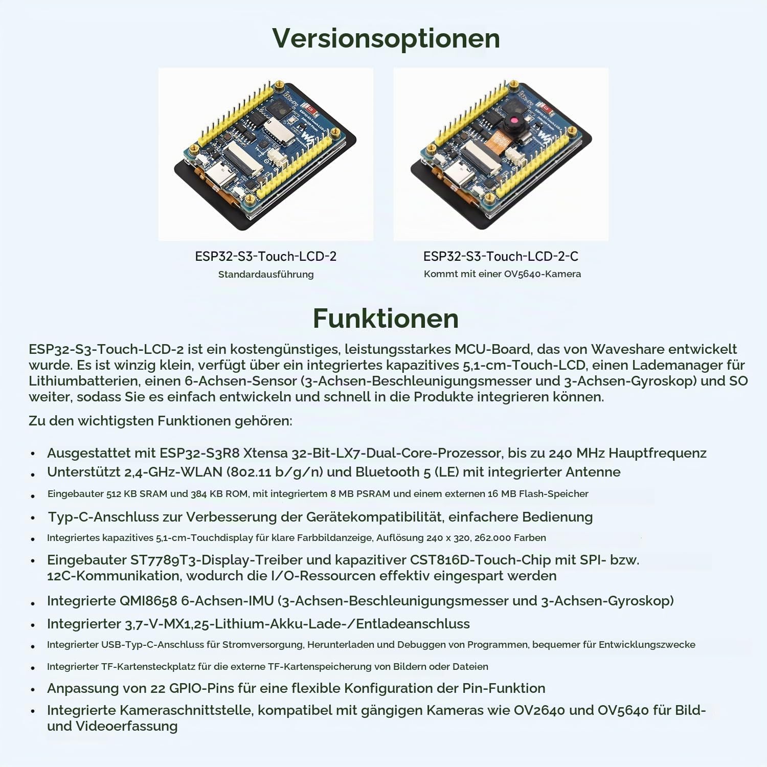 waveshare-esp32-s3-2-zoll-touch-display-entwicklungsboard-240x320-ips-5mp-kamera image 4