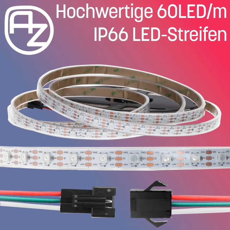 az-delivery-ws2812b-led-strip-60-leds-m-rgb-adressierbar-5050-smd-ip66-wei-wasse image 1
