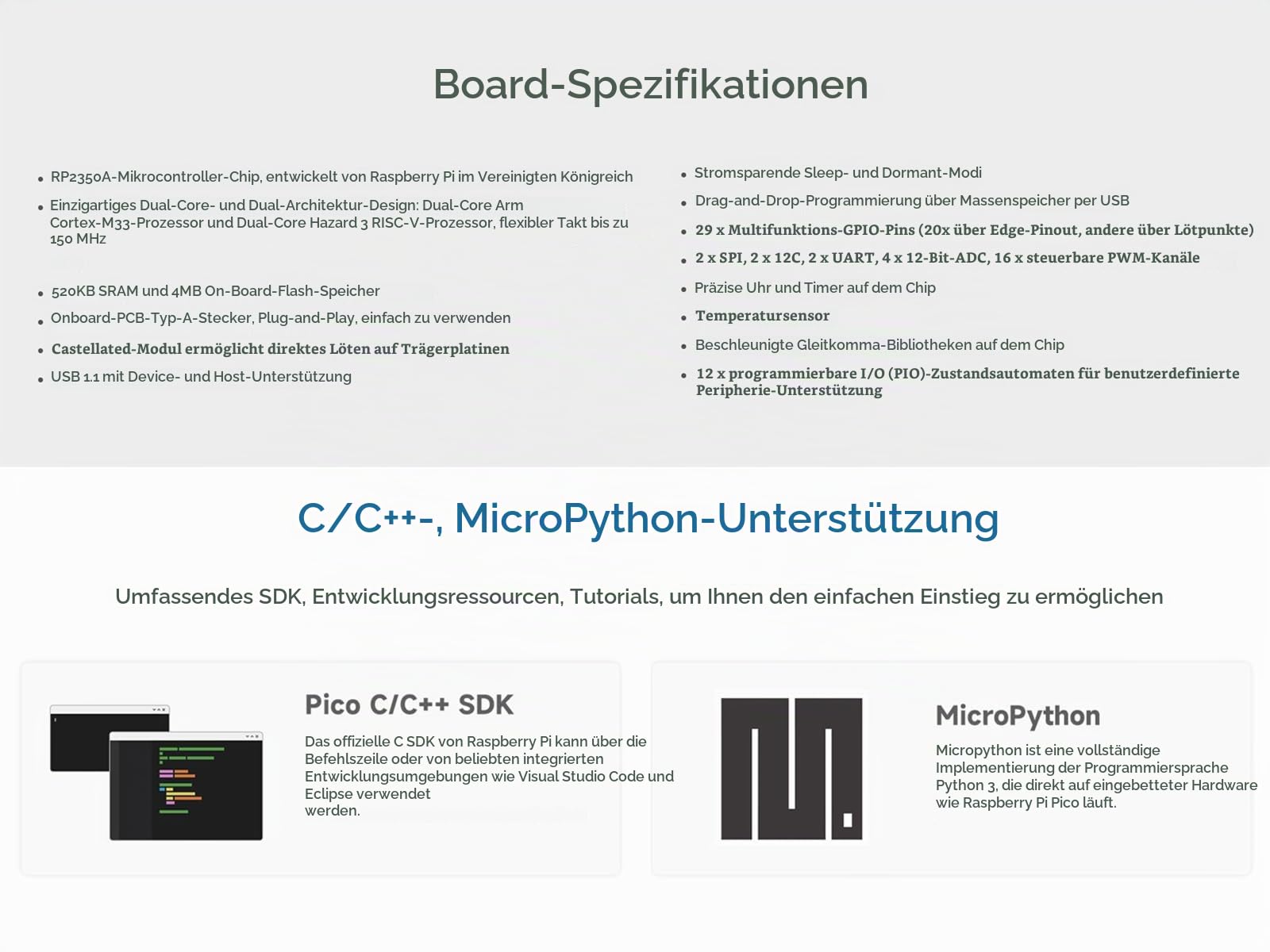 waveshare-rp2350-one-4mb-flash-mcu-board-basierend-auf-raspberry-pi-rp2350a-dual image 3