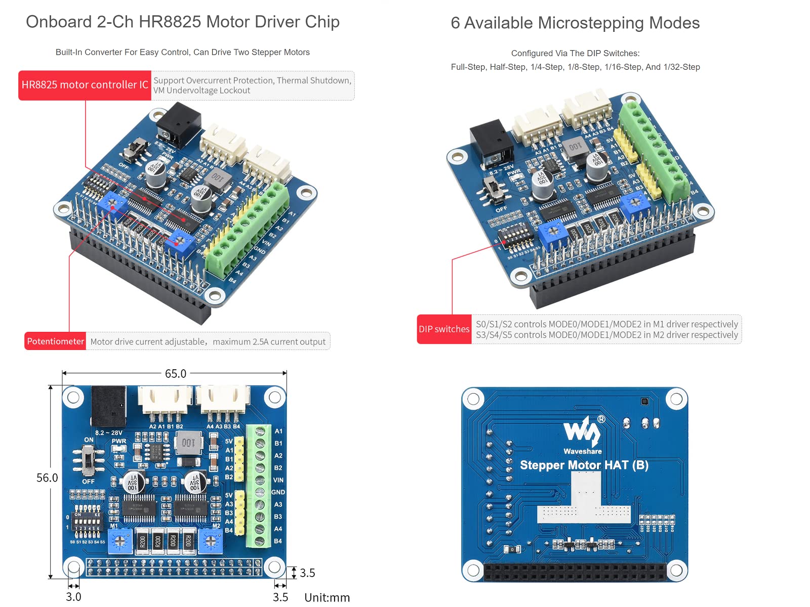 waveshare-hrb8825-stepper-motor-hat-b-f-r-raspberry-pi-jetson-nano-1-32-microste image 5