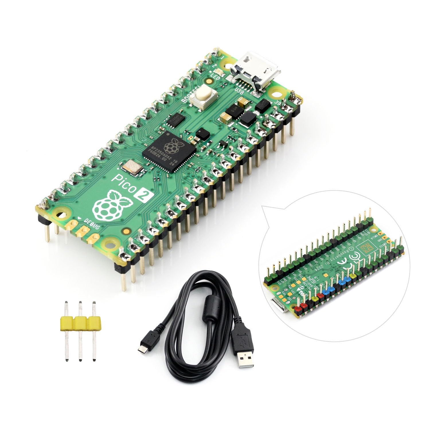 waveshare-pi-pico-2-cc-mikrocontroller-rp2350-mit-header-4-mb-flash image 1