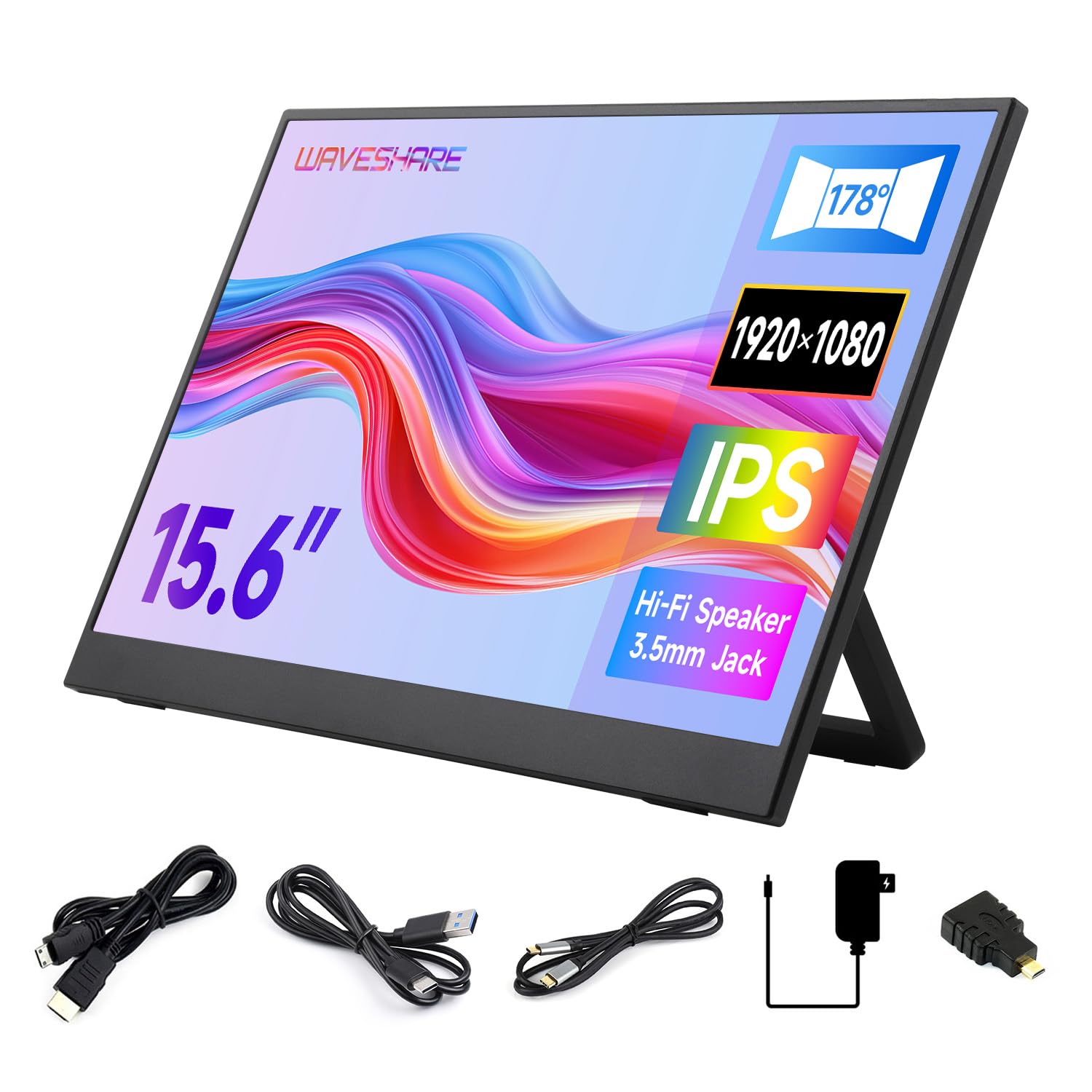 waveshare-luck-fox-15-6-zoll-portable-monitor-ohne-touch-full-hd-ips-mini-hdmi-d image 1