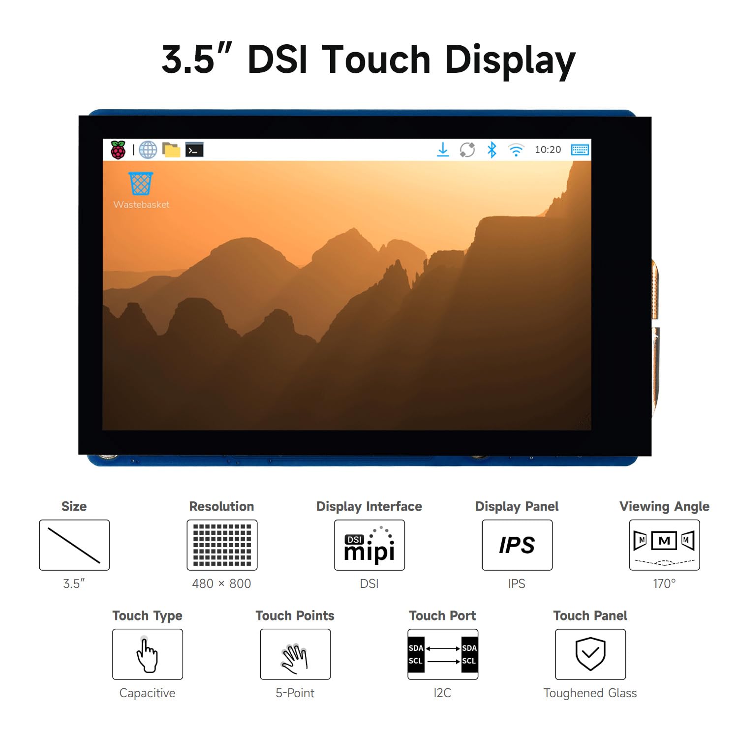 waveshare-3-5-zoll-dsi-kapazitives-touchdisplay-480x800-ips-f-r-raspberry-pi image 3
