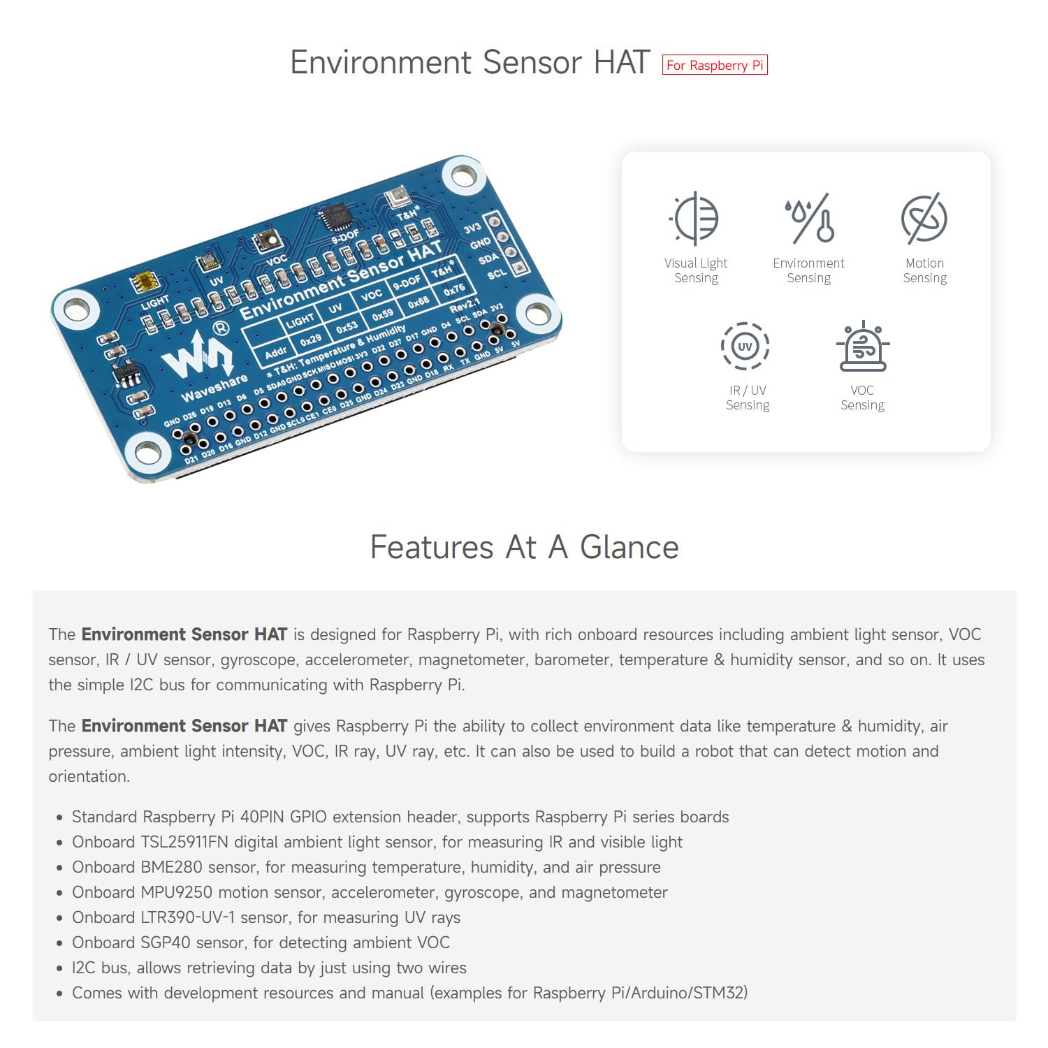waveshare-environment-sensor-hat-f-r-raspberry-pi-licht-bme280-imu-uv-voc-i2c image 4