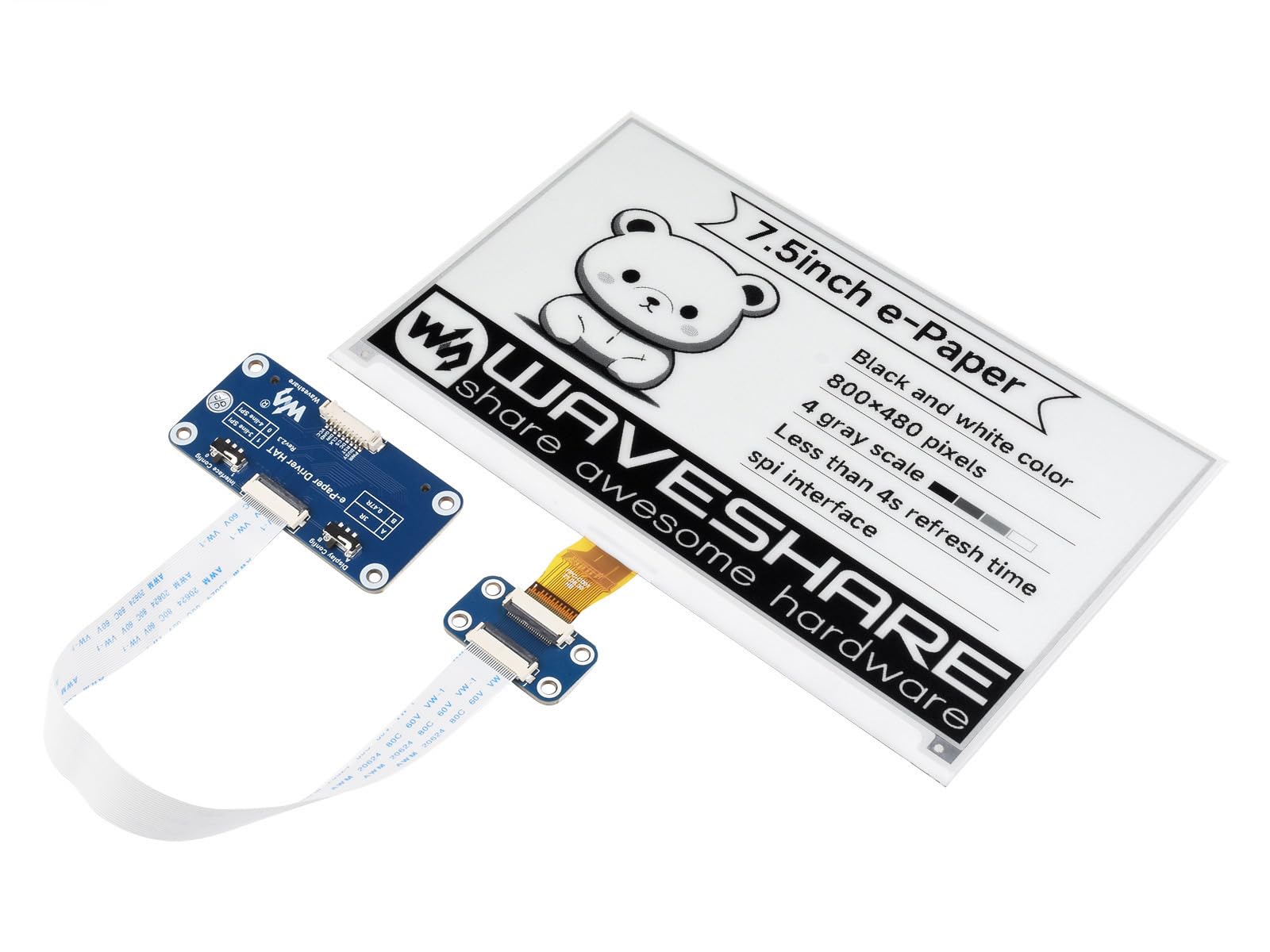 waveshare-7-5-zoll-e-paper-display-hat-v2-800x480-e-ink-f-r-raspberry-pi image 1