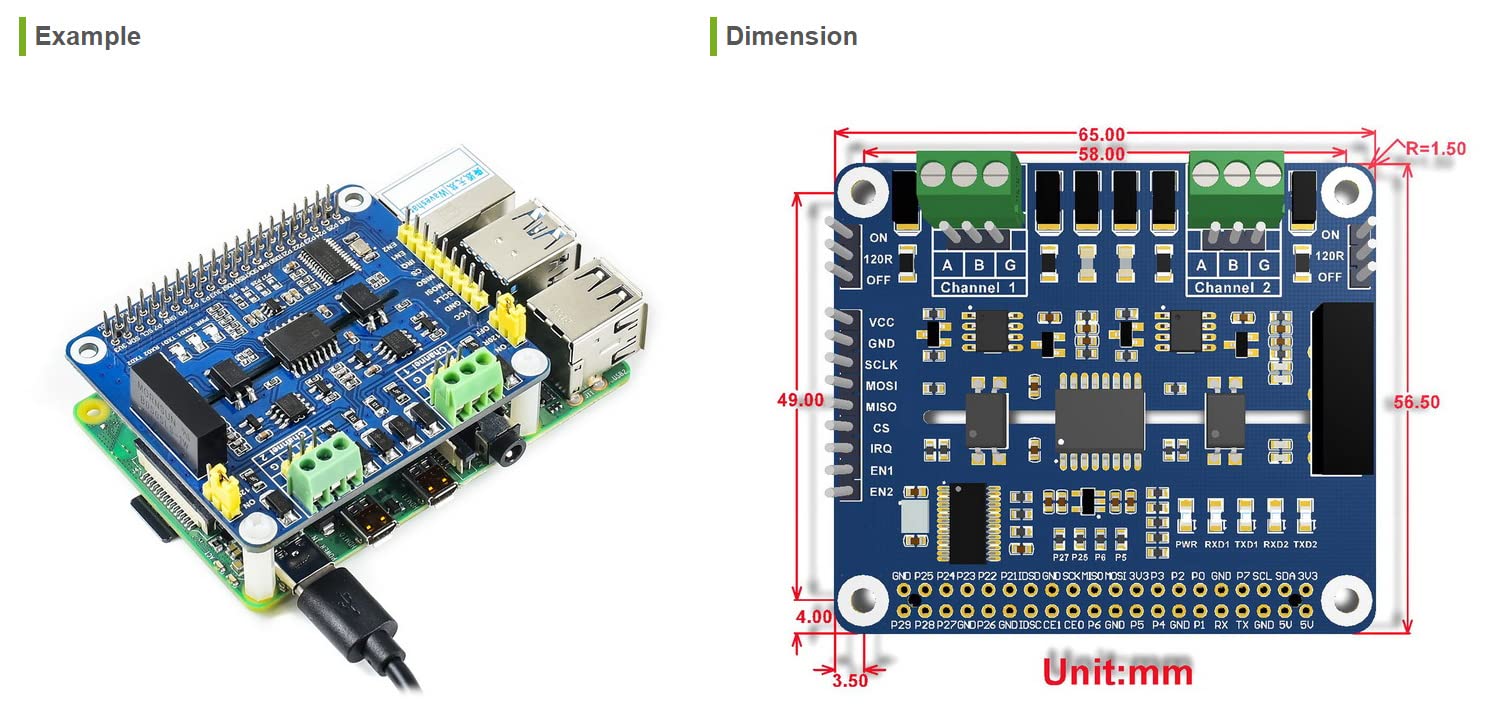 waveshare-2-channel-isolated-rs485-hat-sc16is752-sp3485-spi-zu-rs485-kompatibel- image 5