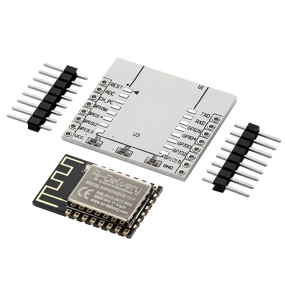 az-delivery-esp8266-esp-12f-wlan-wifi-modul-verbesserte-version-mit-adapter-boar image 1
