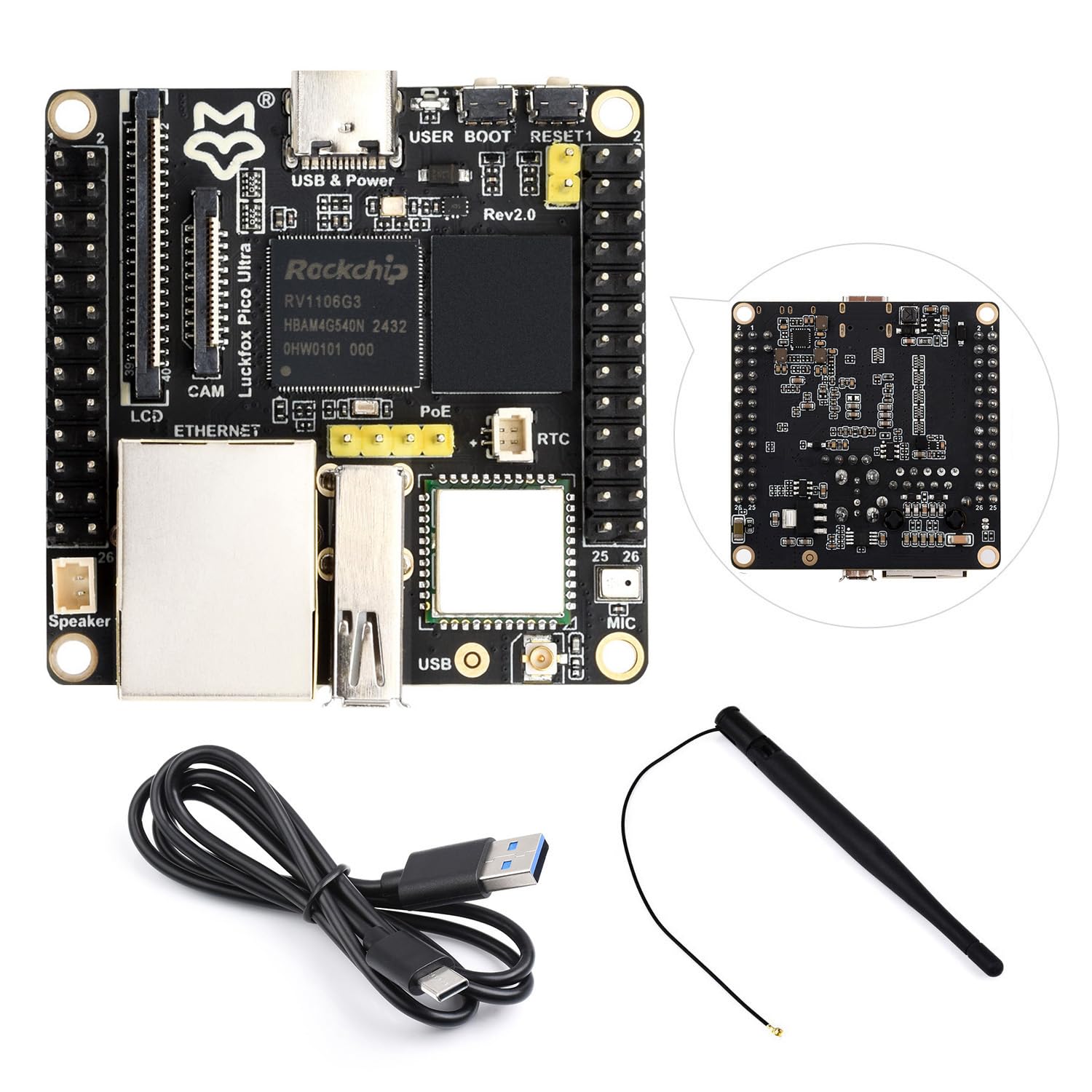 waveshare-luckfox-pico-ultra-rv1106-linux-board-arm-cortex-a7-npu-isp-8gb-emmc-m image 1