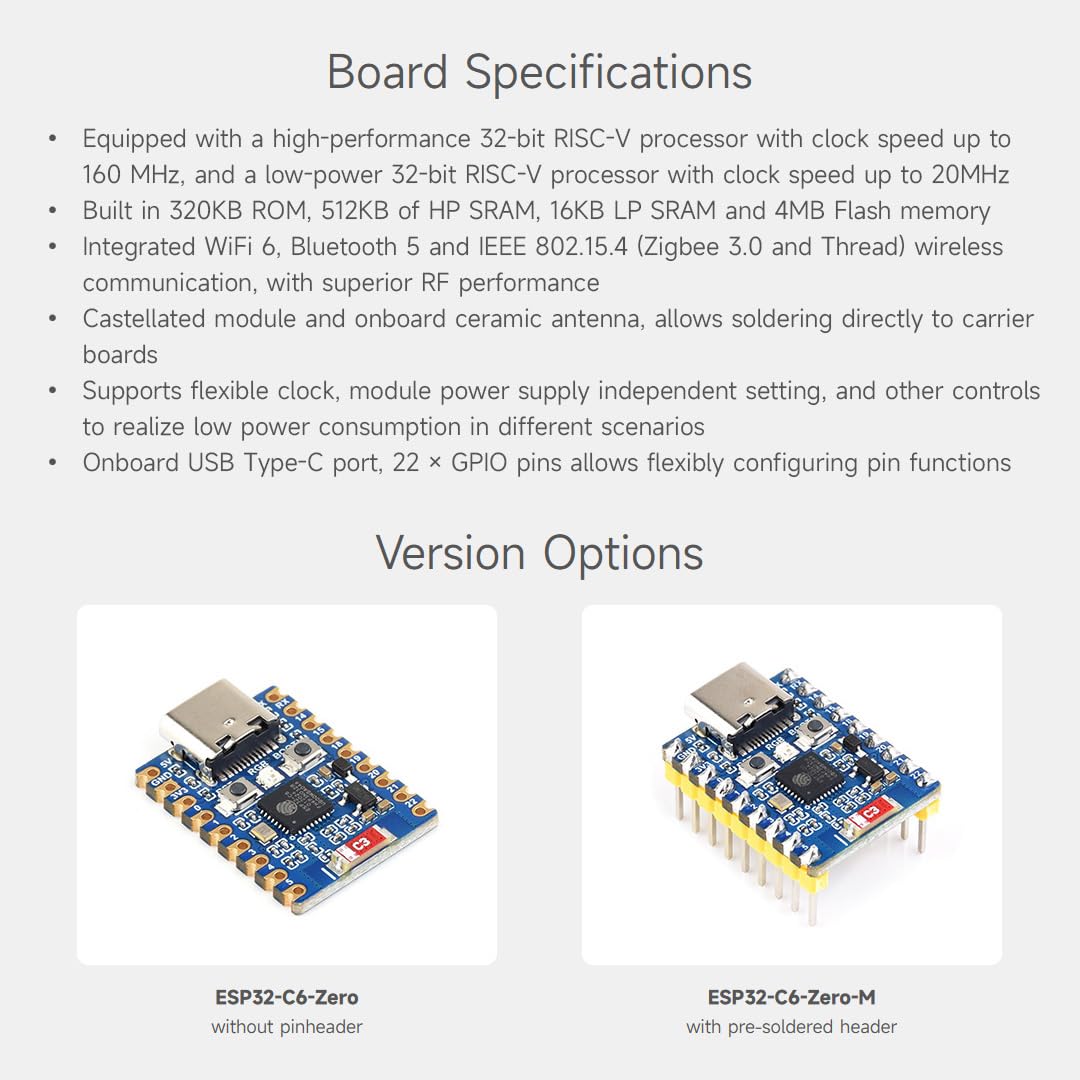waveshare-esp32-c6-zero-2er-set-mini-entwicklungsboard-wifi-6-bt5 image 4