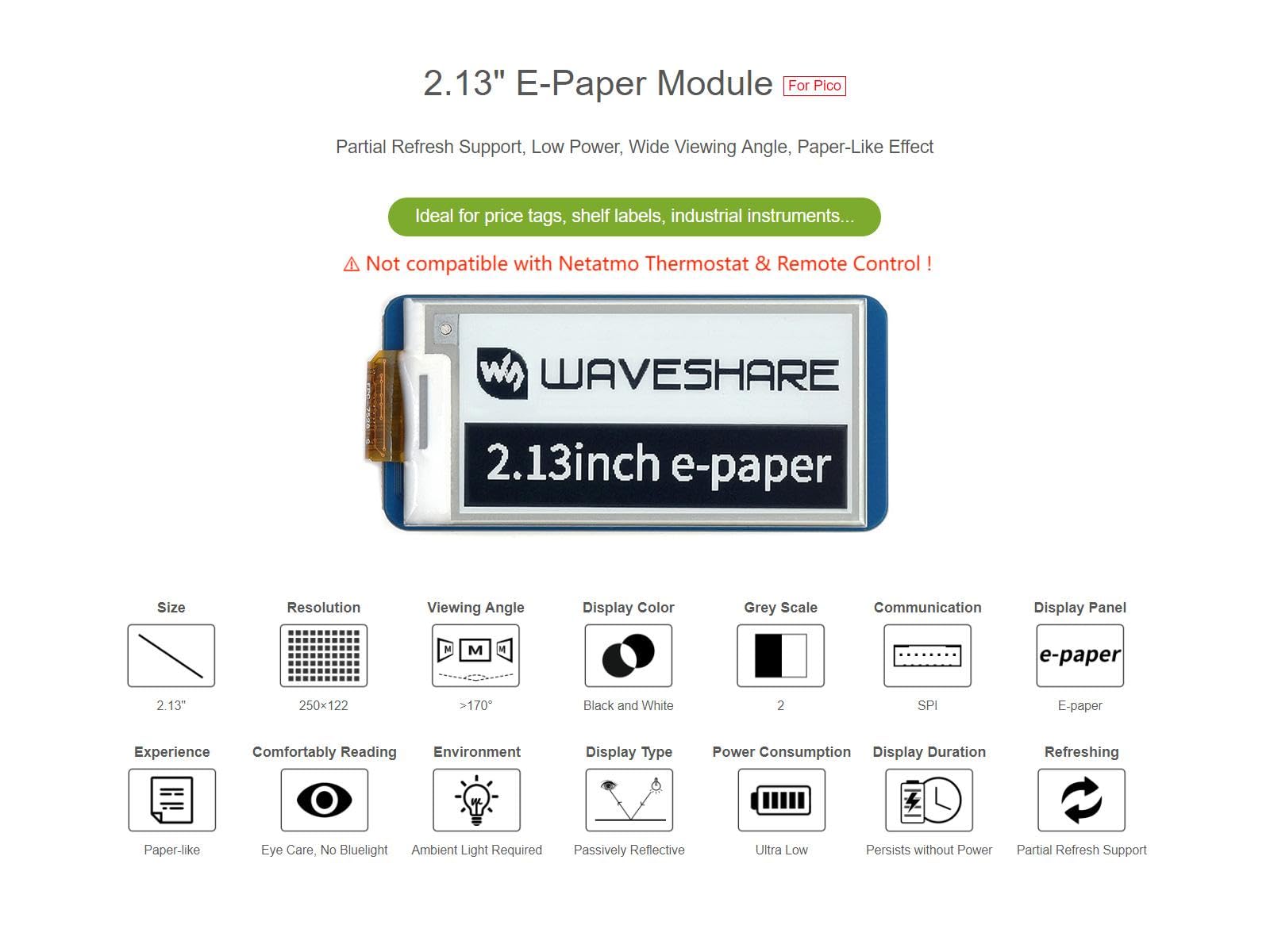 waveshare-2-13-zoll-e-paper-e-ink-display-modul-f-r-raspberry-pi-pico-250x122-sp image 5