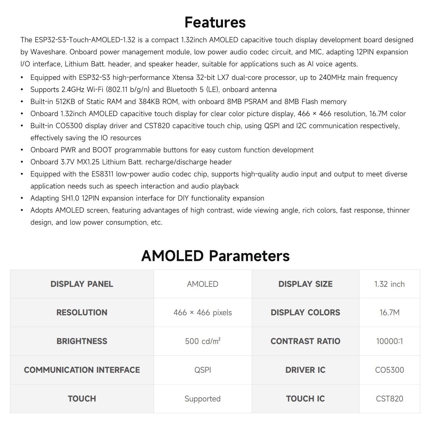 waveshare-esp32-s3-1-32-zoll-amoled-round-touch-board-466x466-wifi-bt-audio image 4