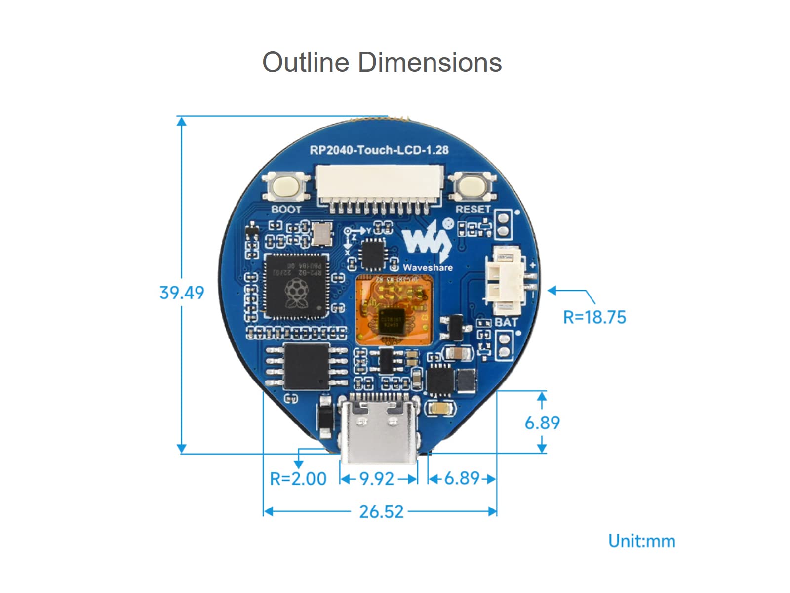 waveshare-rp2040-touch-lcd-1-28-entwicklungsboard-mit-1-28-zoll-touch-display image 6