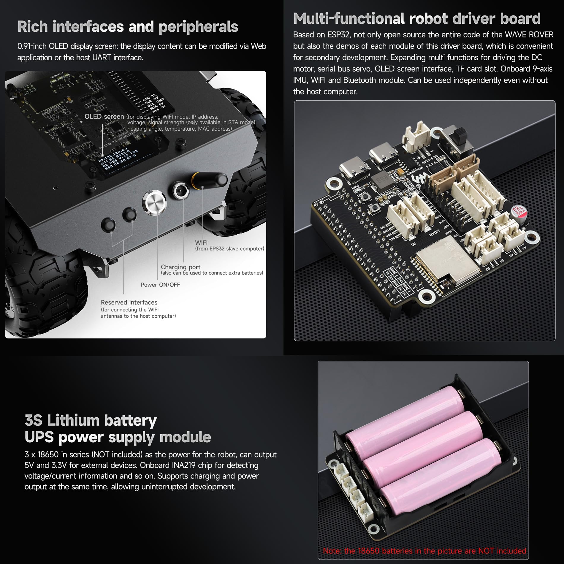 waveshare-wave-rover-4wd-roboter-chassis-full-metal-mit-esp32-ups-und-oled image 7