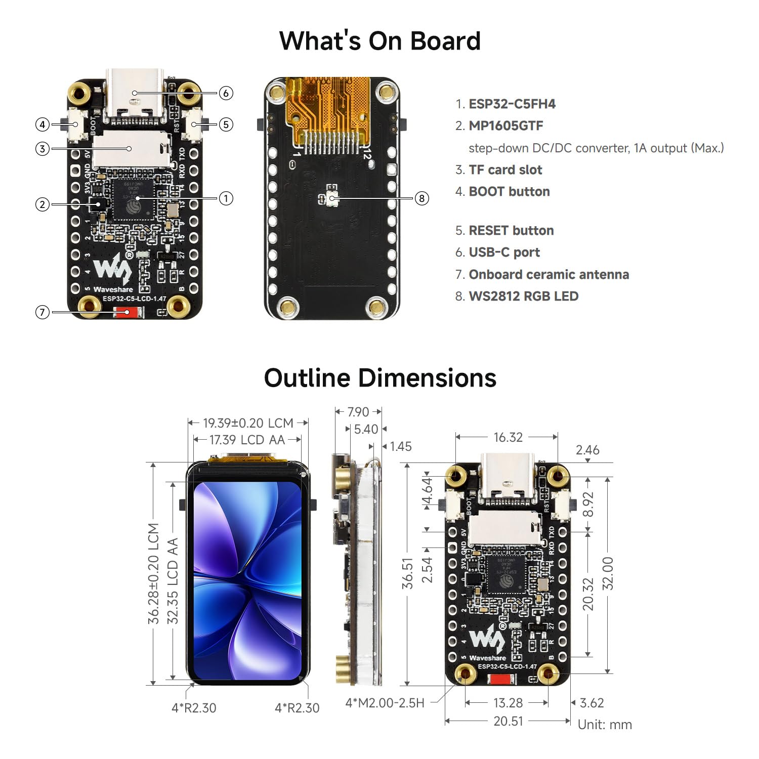 waveshare-esp32-c5-1-47-zoll-lcd-entwicklungsboard-172x320-wifi-6 image 7