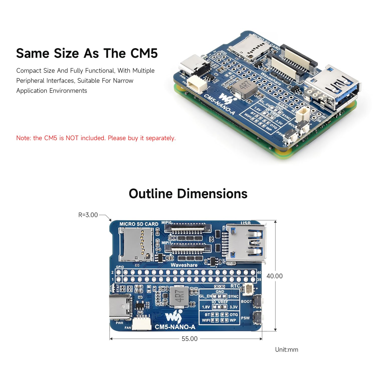 waveshare-nano-basisplatine-a-f-r-raspberry-pi-compute-module-5-2er-set-mit-peri image 4