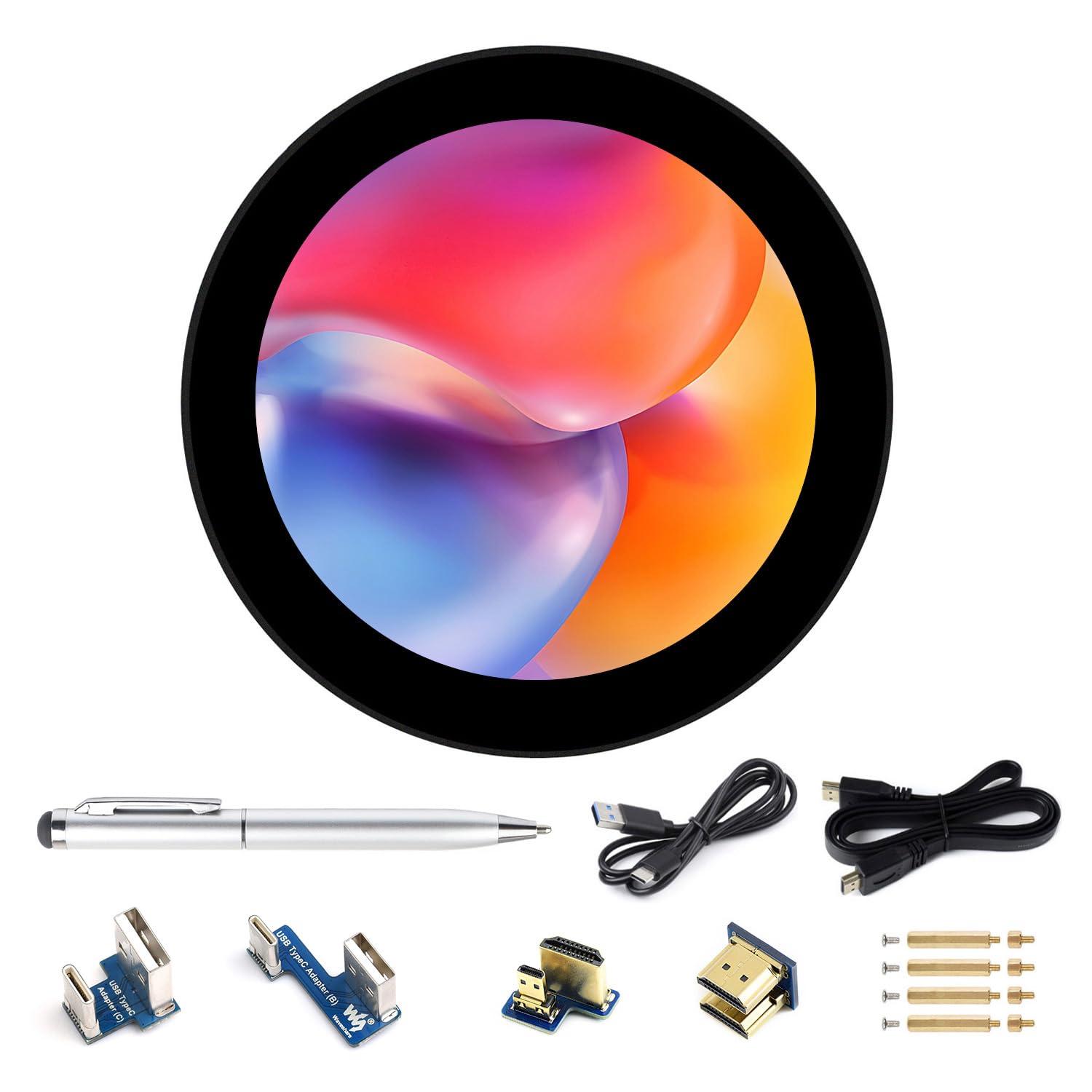 waveshare-3-4-zoll-hdmi-circular-touch-display-800x800-ips-10-punkt-f-r-raspberr image 1