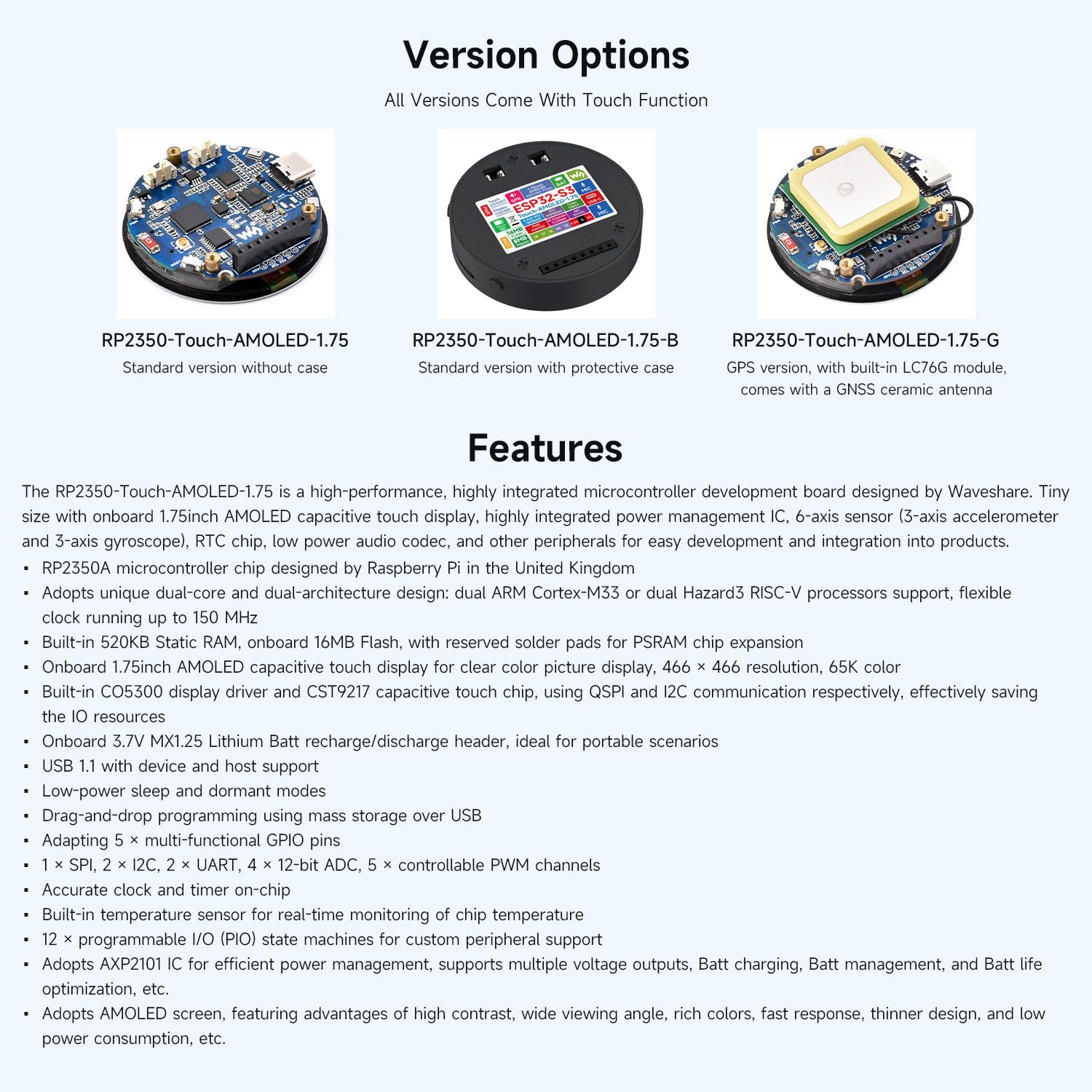 waveshare-rp2350-1-75-zoll-amoled-touch-entwicklungsboard-466x466-dual-core-imu- image 4