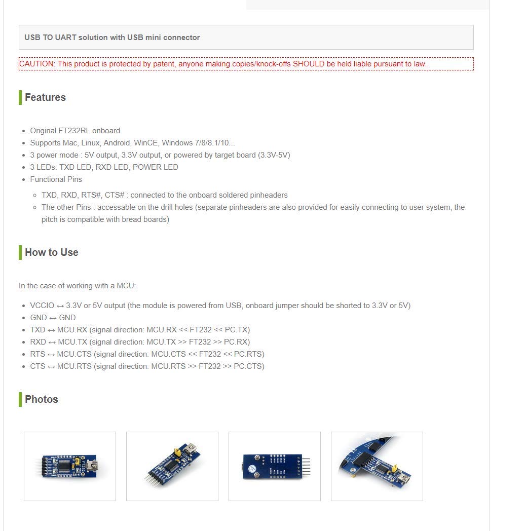 waveshare-ft232-usb-uart-board-mini-usb-seriell-adapter image 4