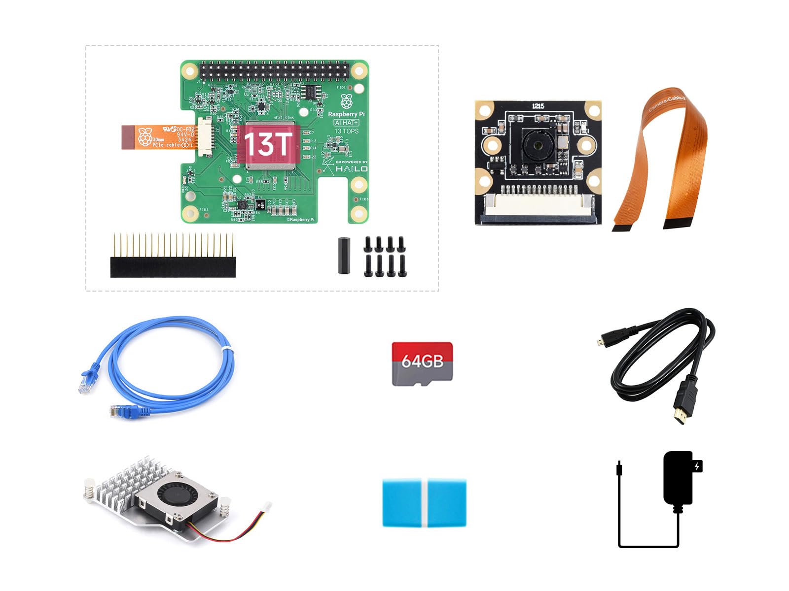 waveshare-rpi5-1gb-ai-kit-c-raspberry-pi-5-1gb-bundle-mit-ai-hat-13t-und-imx219- image 1