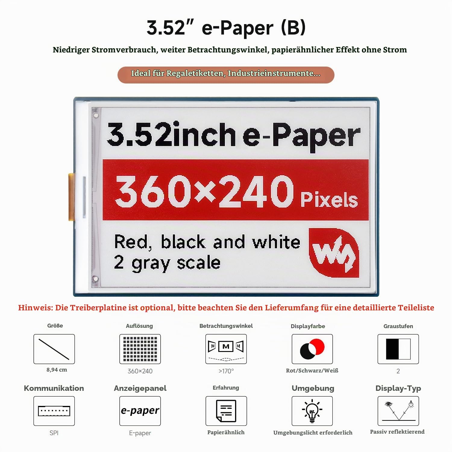 waveshare-3-52inch-e-paper-display-b-360x240-rot-schwarz-wei-f-r-pi-jetson image 3