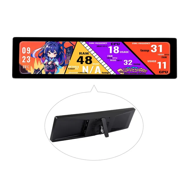 waveshare-11-9-zoll-touch-monitor-320x1480-hdmi-mit-hi-fi-lautsprecher-und-stand image 1