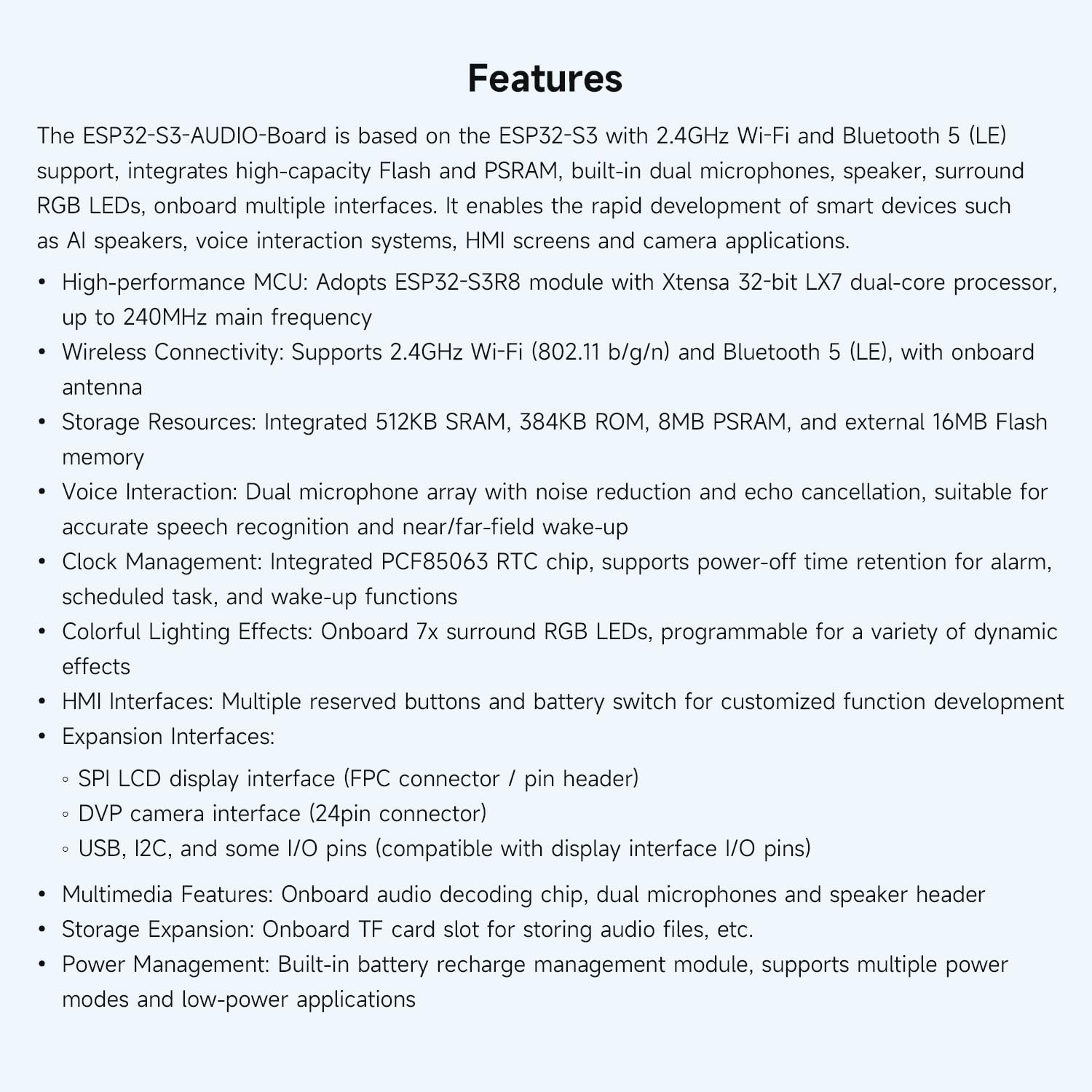 waveshare-esp32-s3-ai-smart-speaker-entwicklungsboard-dual-mikrofon-audio-board image 4