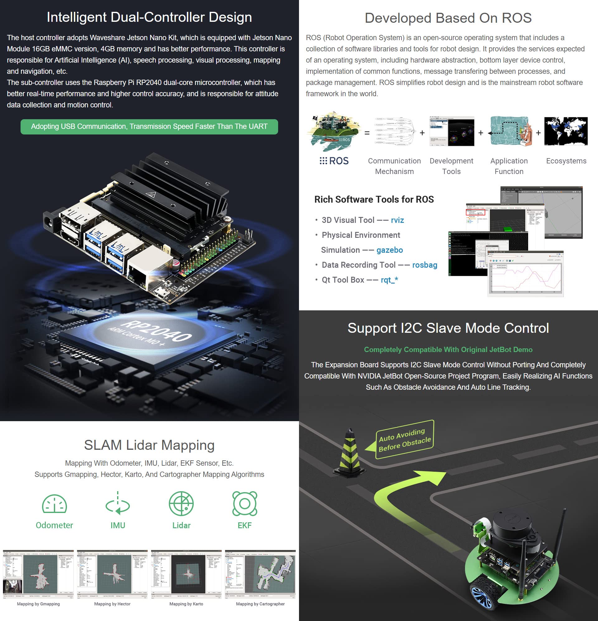 waveshare-jetbot-professional-version-ros-ai-kit-lidar-mapping-vision-rp2040-zub image 4