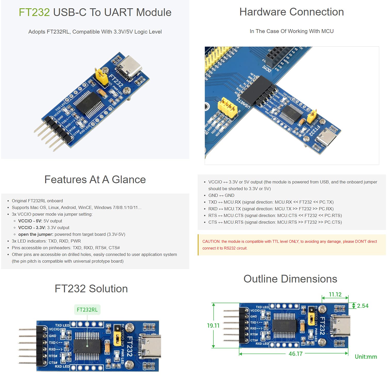 waveshare-ft232-usb-zu-ttl-uart-kommunikationsmodul-usb-c image 4