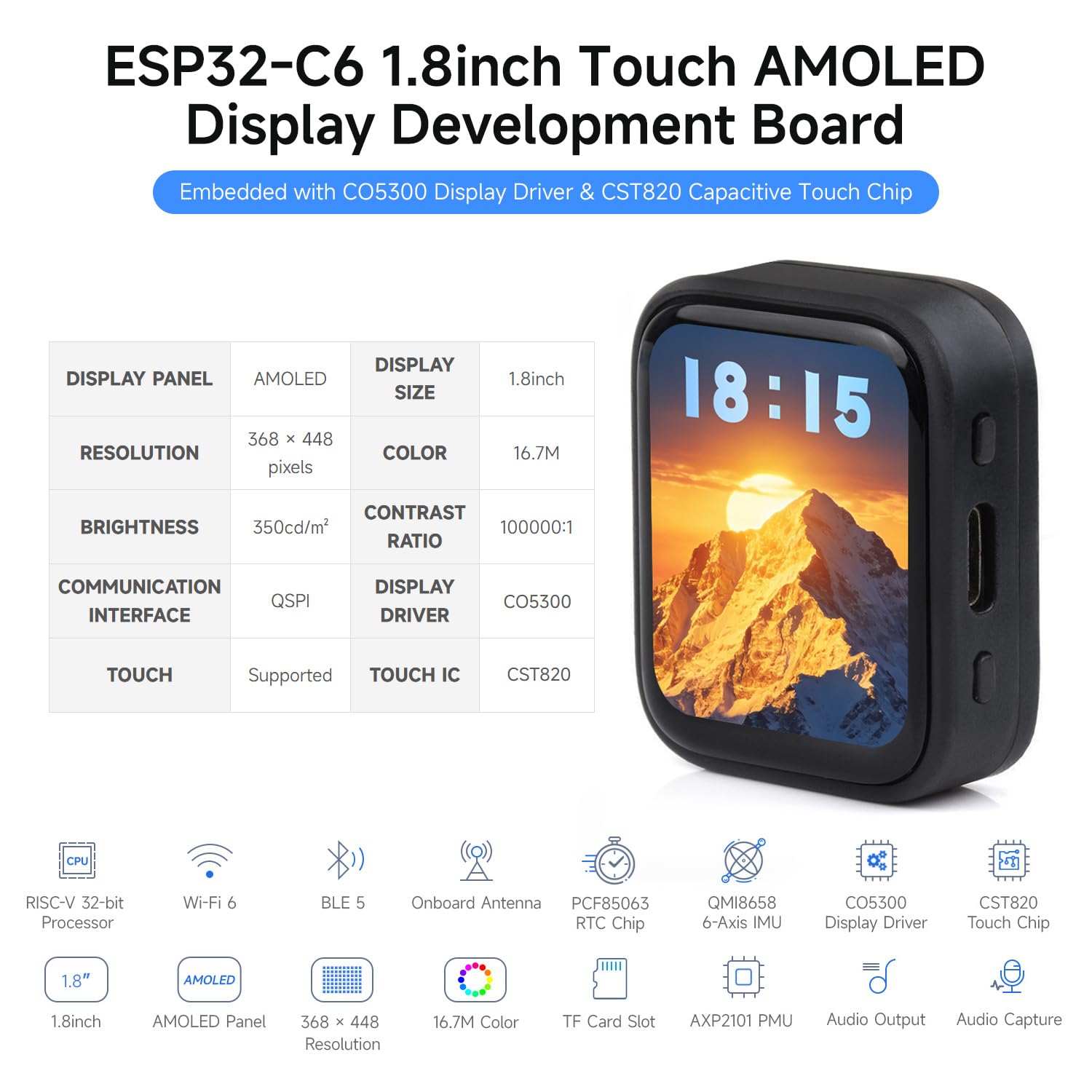 waveshare-esp32-c6-1-8-zoll-touch-amoled-display-board-368x448-wifi-6-ble-zigbee image 3