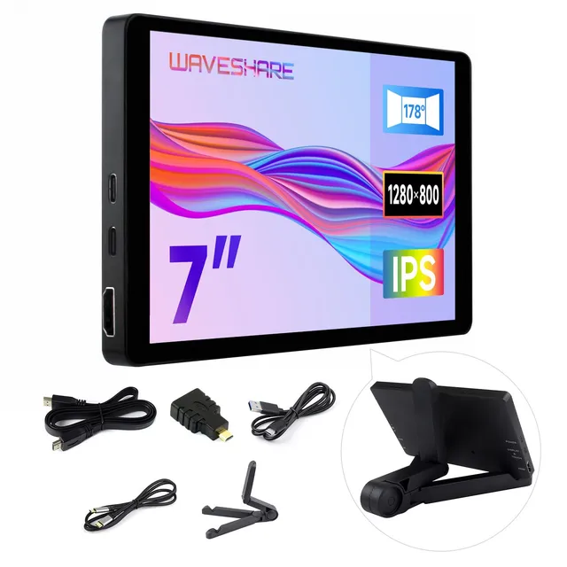 waveshare-7-zoll-capacitive-touch-display-1280x800-hdmi-type-c-mit-alu-geh-use image 1