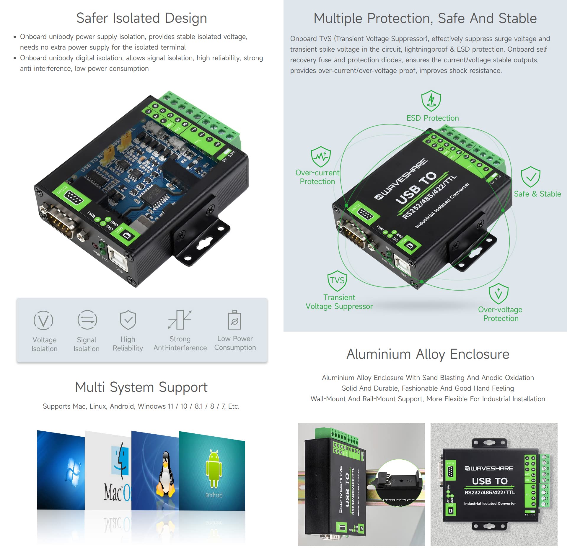 waveshare-ft232rnl-usb-zu-rs232-rs485-rs422-ttl-konverter-industriell-isoliert image 5