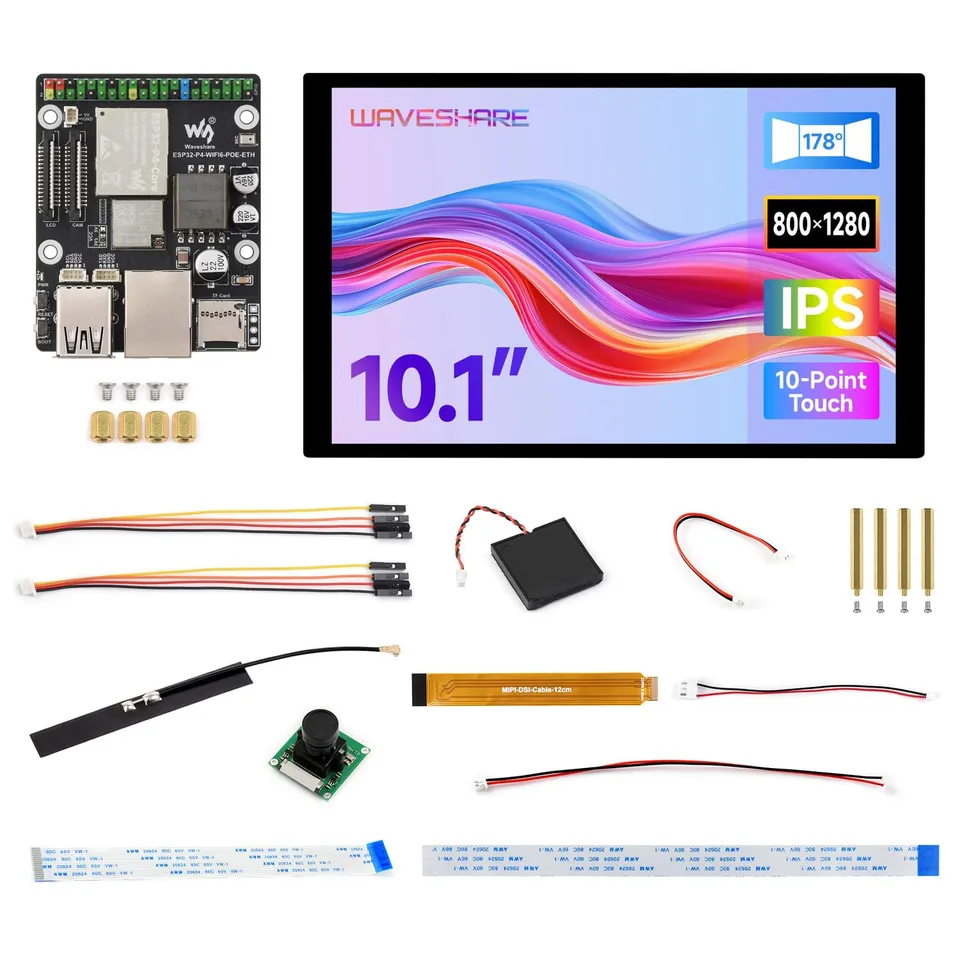waveshare-esp32-p4-wifi6-poe-eth-d-kit-mit-rpi-kamera-b-und-10-1-zoll-dsi-displa image 1