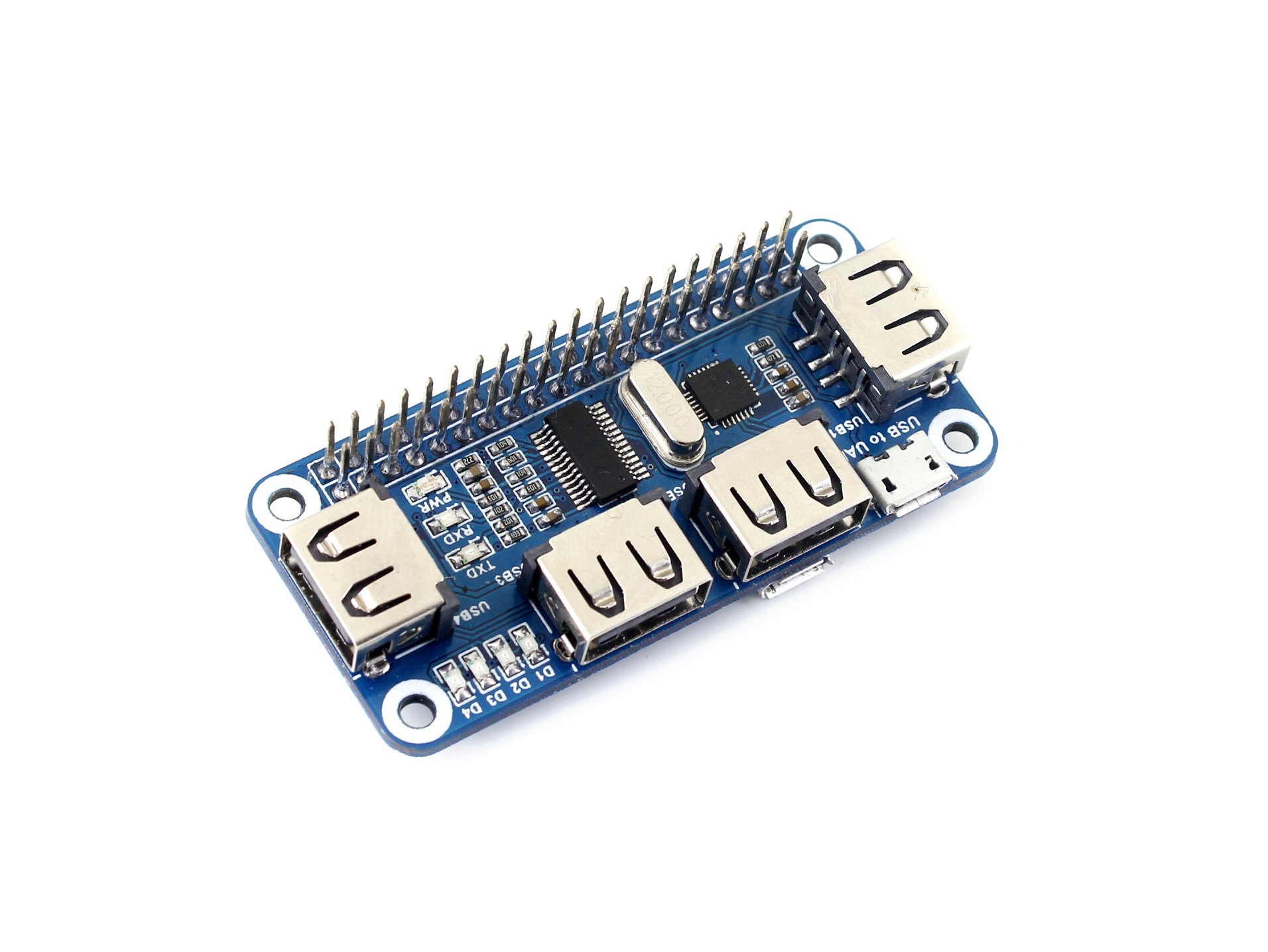 waveshare-4-port-usb-hub-board-f-r-raspberry-pi-mit-usb-zu-uart-konverter image 1