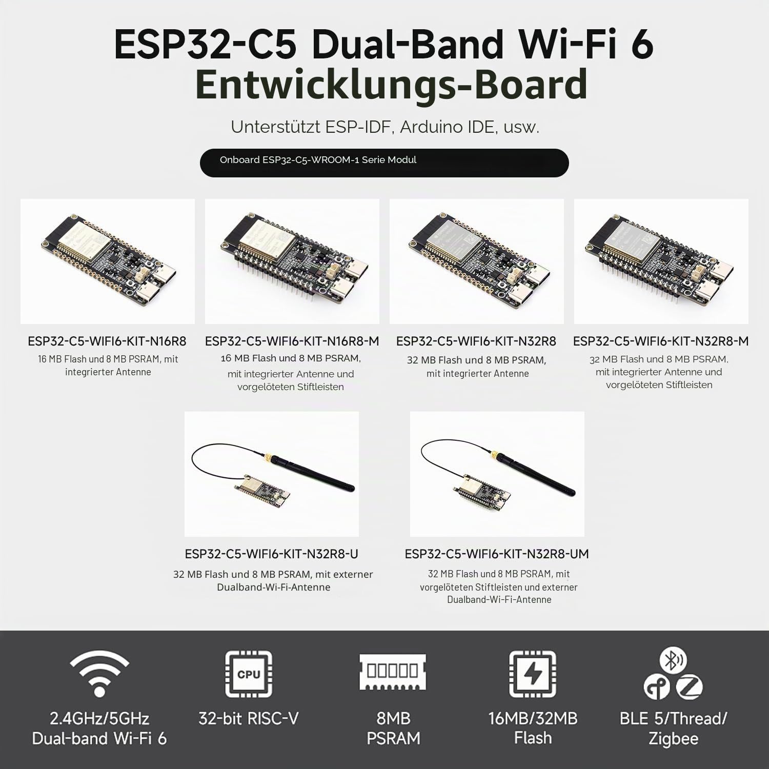 waveshare-esp32-c5-dual-band-wi-fi-6-entwicklungsboard-mit-vorverl-teten-headern image 3