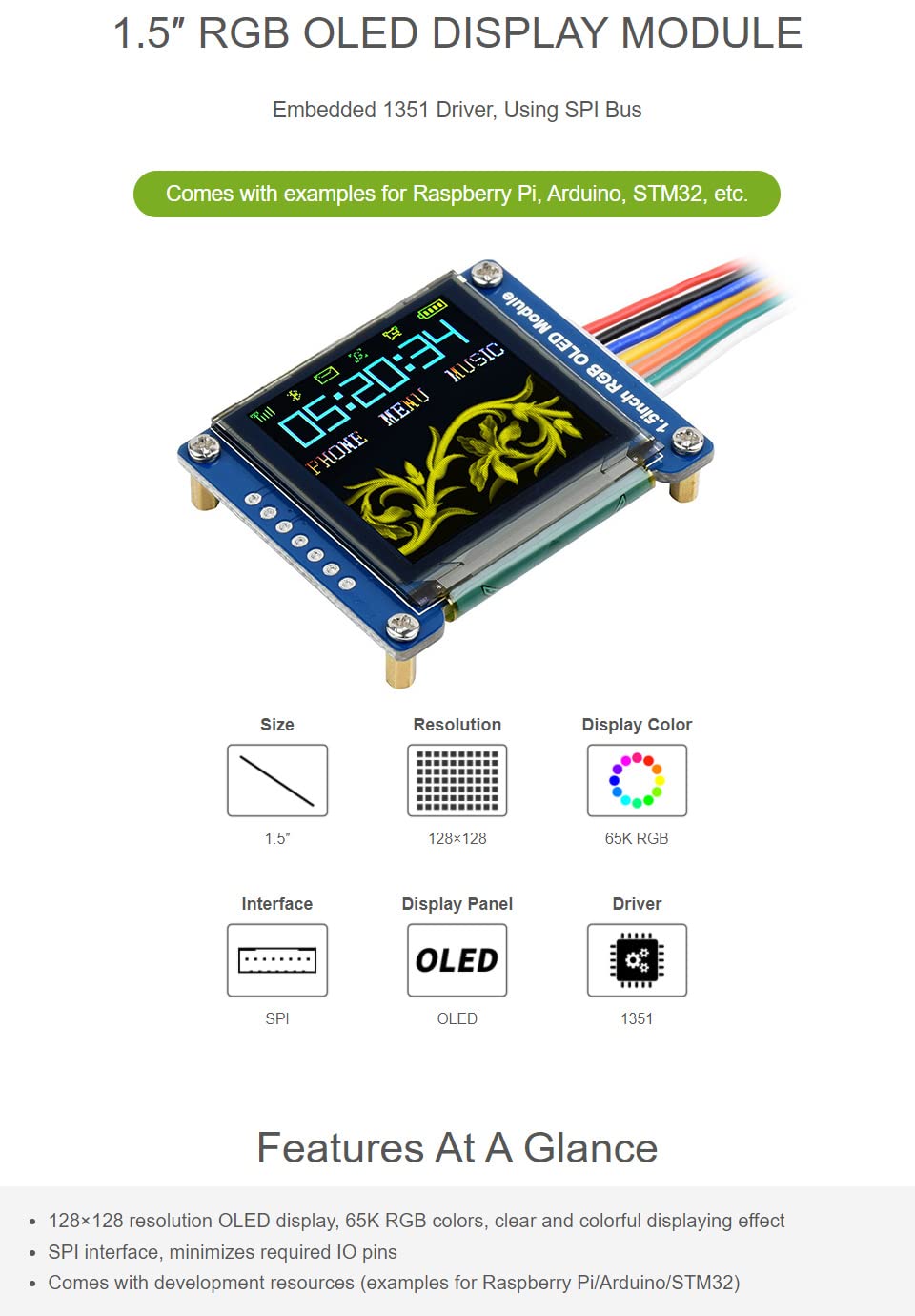 waveshare-1-5-zoll-rgb-oled-display-modul-128x128-spi image 2