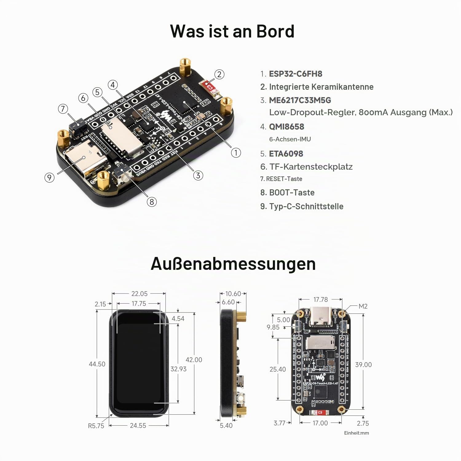 waveshare-esp32-c6-1-47-zoll-touch-display-entwicklungsboard-ohne-pinheader-wifi image 7