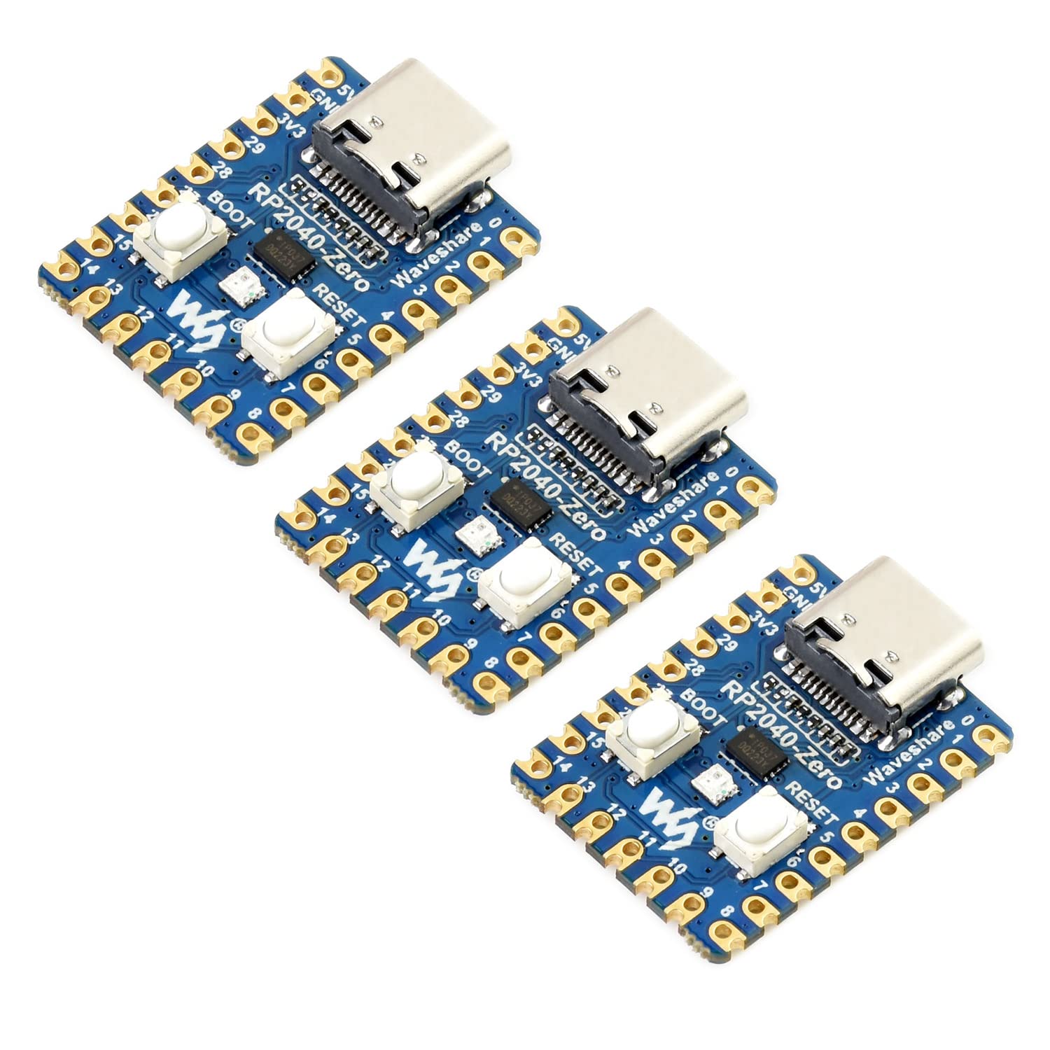 waveshare-rp2040-zero-3er-set-pico-mcu-board-mit-usb-c image 1