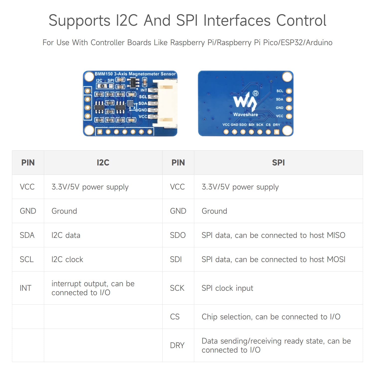 waveshare-bmm150-3-achsen-geomagnetik-sensor-digitaler-kompass-magnetfeld-sensor image 6