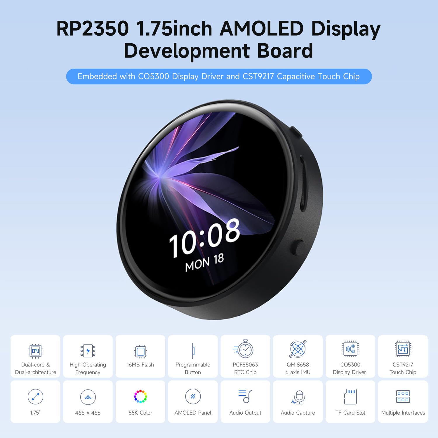 waveshare-rp2350-1-75-zoll-amoled-touch-entwicklungsboard-466x466-dual-core-imu- image 3