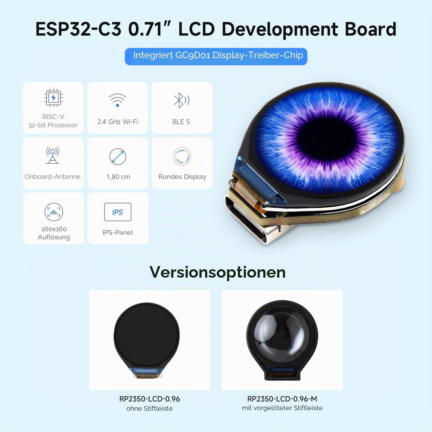 waveshare-esp32-c3-0-71-zoll-rund-display-entwicklungsboard-160x160-mit-schutzge image 3