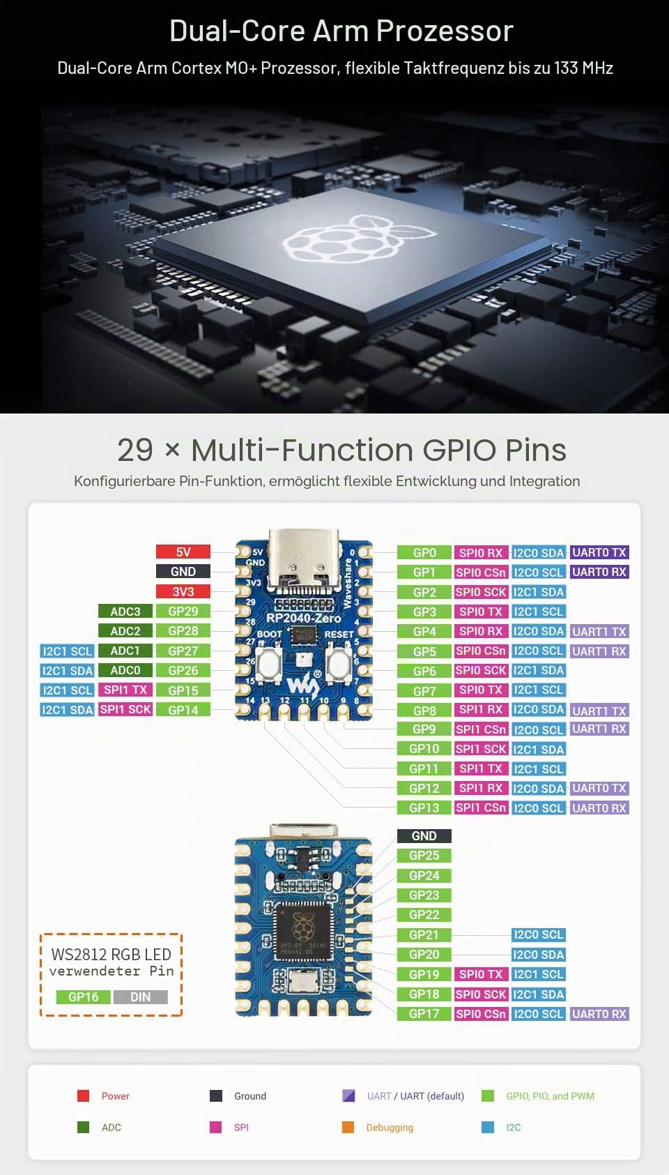 waveshare-rp2040-zero-3er-set-pico-mcu-board-mit-usb-c image 4
