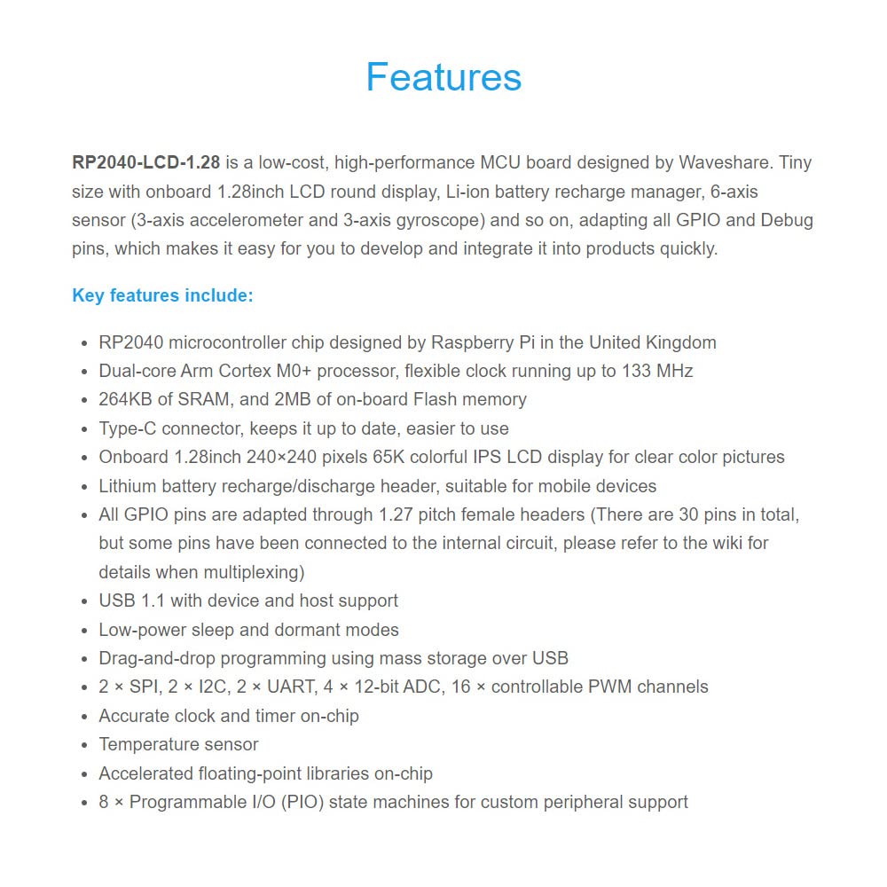 waveshare-rp2040-lcd-1-28-mcu-board-mit-rundem-1-28-zoll-lcd-und-6-achsen-sensor image 4
