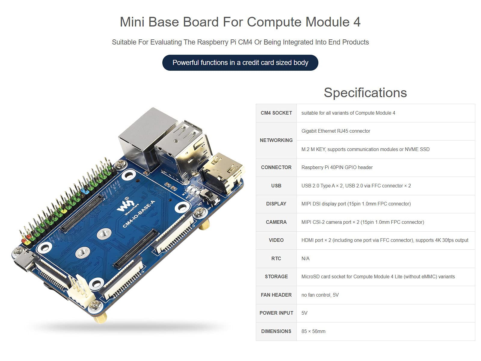 waveshare-mini-base-board-typ-a-f-r-raspberry-pi-compute-module-4-cm4-io-board image 4