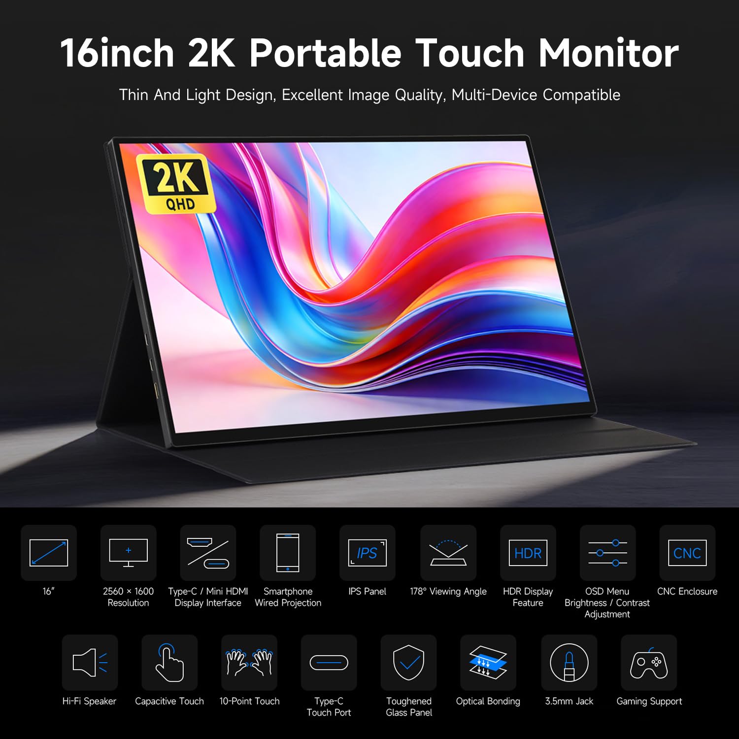 waveshare-luckfox-16-zoll-2k-mobiler-touch-monitor-2560x1600-165hz-ips-hdr-10-pu image 3