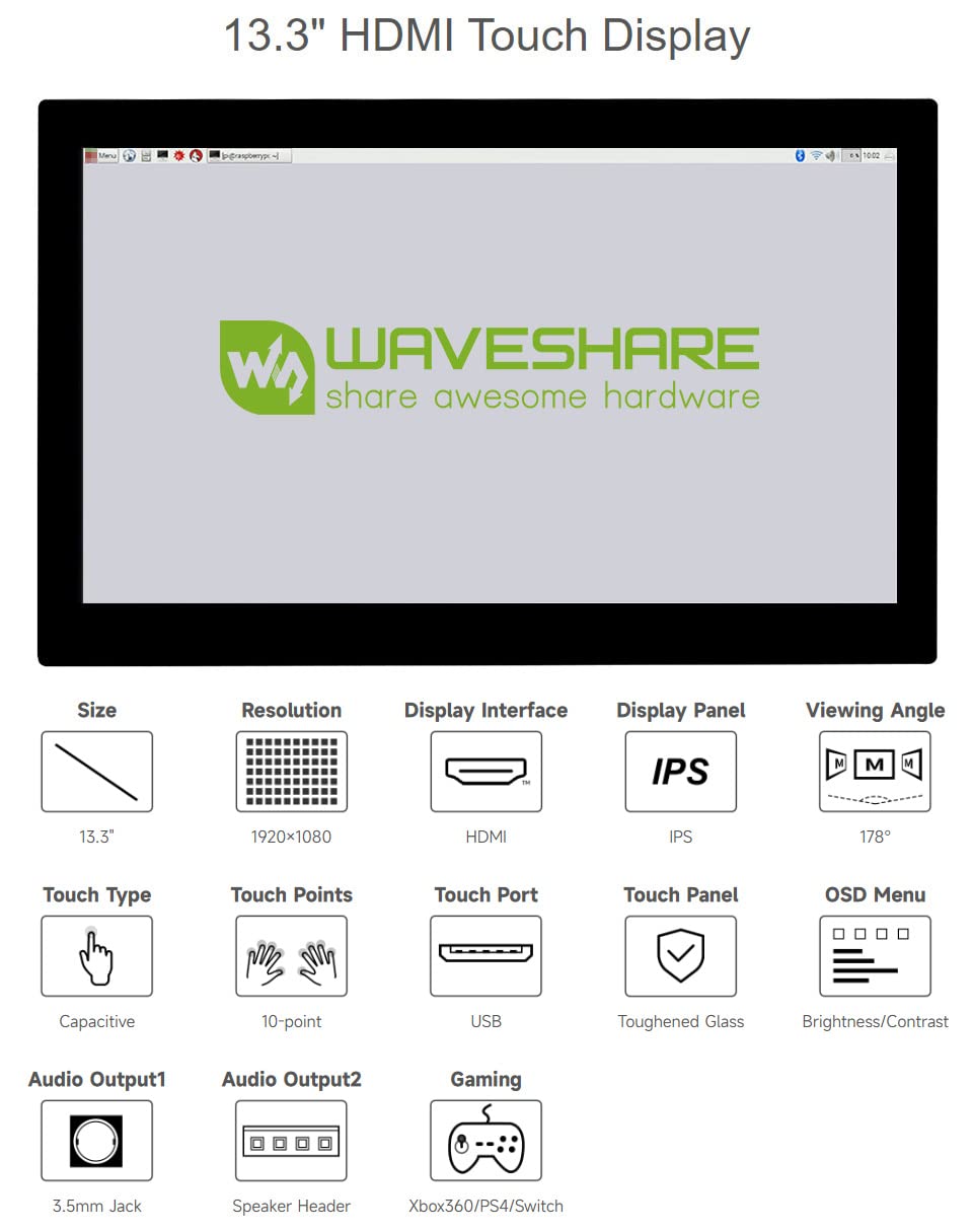waveshare-13-3-zoll-ips-touch-display-1920x1080-mit-hartglas-f-r-pi-jetson-pc image 3