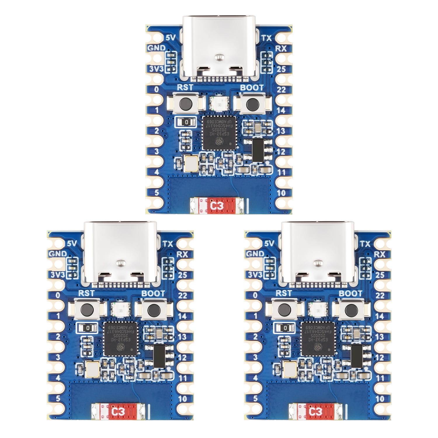 waveshare-esp32-h2-zero-mini-entwicklungsboard-3er-set-esp32-h2fh4s-ble-5-zigbee image 1