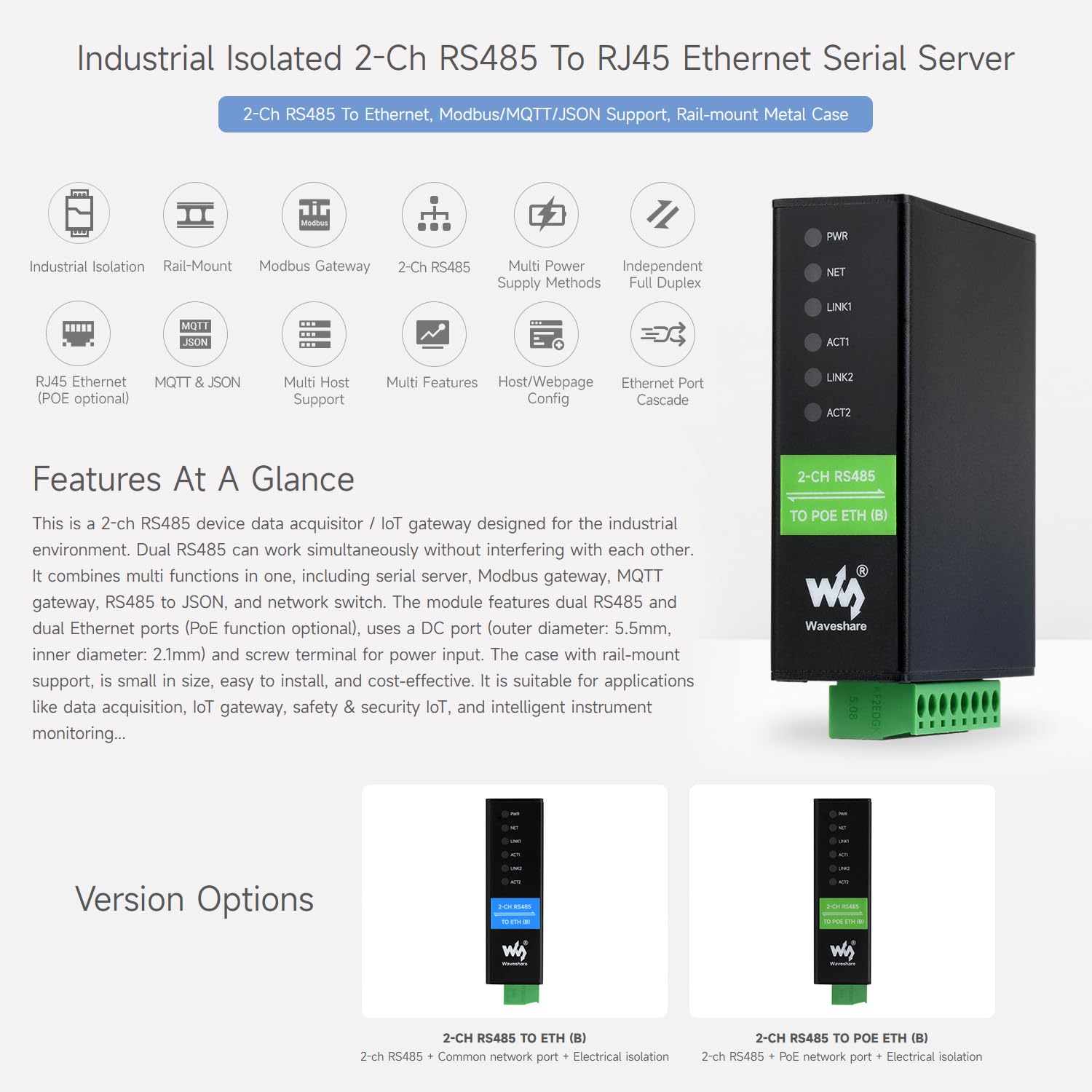waveshare-2-kanal-rs485-zu-rj45-ethernet-serial-server-dual-rs485 image 3